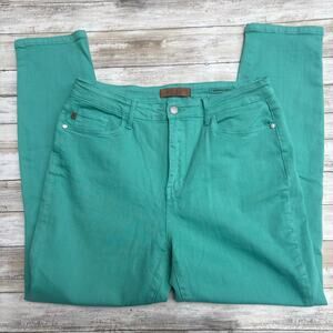 Judy Blue Jeans Sz 15/32 Aquamarine Garment Dyed Skinny Ankle High Rise Casual